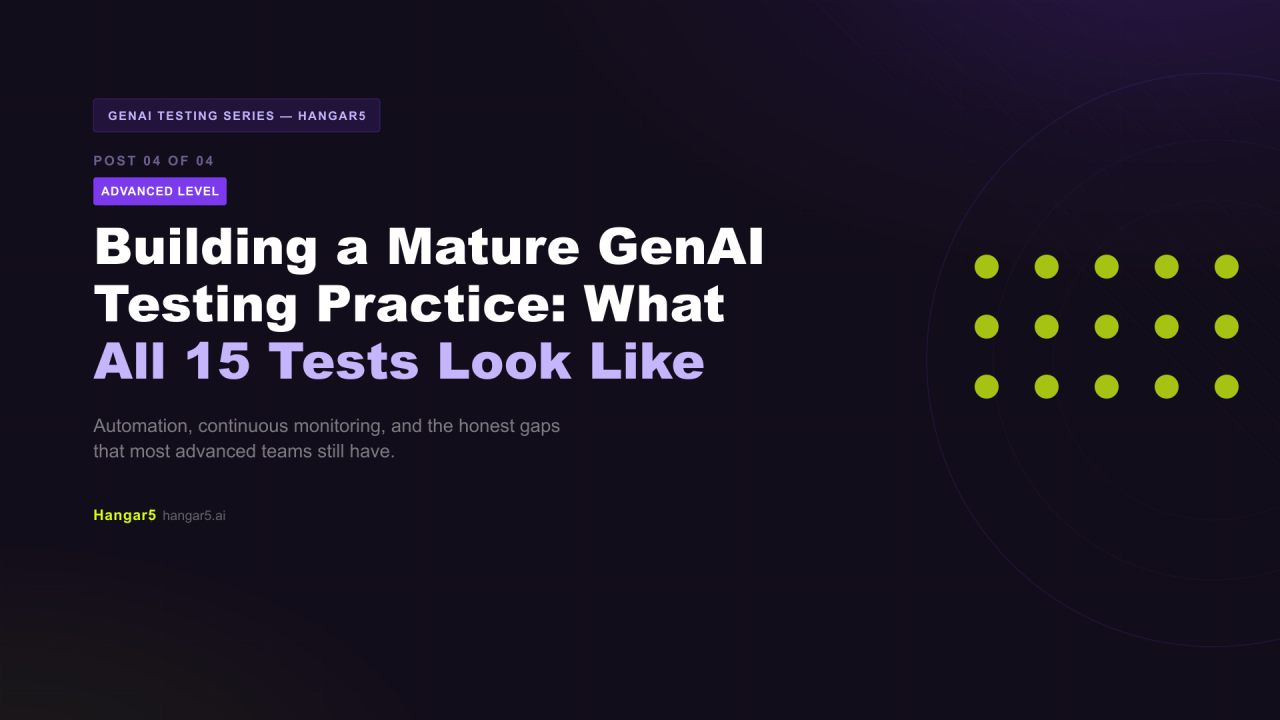 Building a Mature GenAI Testing Practice — Post 4 of 4 in the GenAI Testing Series